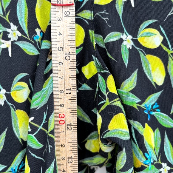 Wildfang Empower Trouser Straight Leg Lemon Print Black Pants Floral Size 14 - Picture 14 of 15